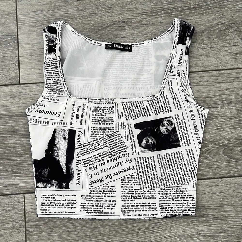 Newspaper patterned crop top!